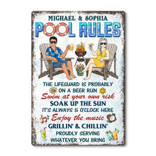 Pool Rules Grillin' Chillin' - Personalized Custom Classic Metal Signs - Gift For Husband, Wife