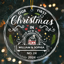 Our First Christmas In Our New House - Customized Personalized Glass Ornament - Christmas Gift For Couple Husband Wife