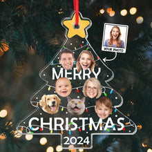 Custom Photo Merry Christmas Tree -  Personalized Acrylic Ornament - Gift For Family, Best Friends