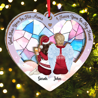 God Has You In His Arms - Customized Personalized Acrylic Wooden Ornament - Christmas Gift For Couple Husband Wife