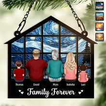 Family Forever - Personalized Window Suncatcher Ornament - Special Gift For Family Mom Dad Baby Kids