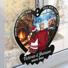 From Our First Kiss - Customized Personalized Window Suncatcher Ornament - Christmas Gift For Couple Husband Wife