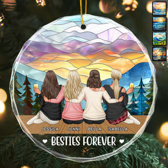 Besties Best Friends Forever - Personalized Custom Glass Ornament - Gift For Besties, Sisters, BFF