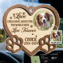 Custom Pet Photo Your Paw On My Heart - Customized Personalized Car Ornament - Gift For Memorial Pet Mom Pet Dad Loss Gift