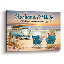 Back View Couple Camping Beach Landscape - Custom Canvas Personalized Gift For Couple