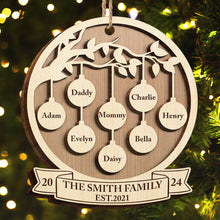 Family Christmas Ornament - Personalized 2-Layered Wooden Ornament - Engraved Gifts For Family