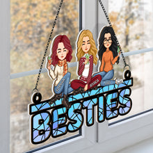 Besties Sitting Together  - Personalized Acrylic Window Suncatcher Ornament - Gift For Best Friends, BFF, Sisters