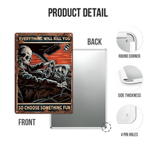 Retro Tin Sign Creative Metal Sign Skull & Automatic Racing Car Interesting Wall Decor