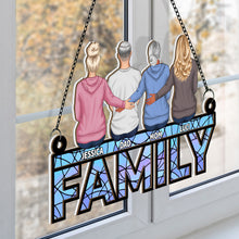 Family Sitting Together Personalized Custom Window Suncatcher Ornament Family Gift