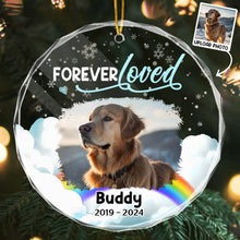 Custom Photo Forever Loved Pet Memorial - Personalized Glass Ornament - Gift For Memorial