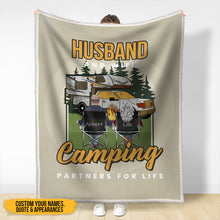 Husband And Wife Camping Partners For Life - Gift For Camping Lovers - Personalized Custom Fleece Blanket