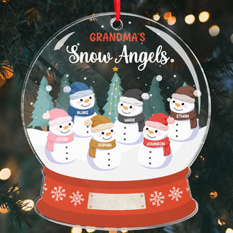 Grandma's Grandpa's Mom's Dad's Little Snowmen Snow Angels - Personality Customized Ornament - Gifts For Family