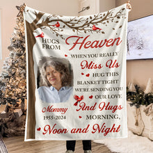 Custom Photo Memorial A Hug From Heaven - Personalized Photo Blanket - Christmas Gift For Family