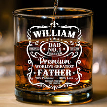 Premium World's Greatest Father - Personalized Custom Whisky Glass - Father's Day Gift For Dad, Grandpa, Husband, Him