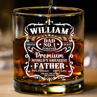 Premium World's Greatest Father - Personalized Custom Whisky Glass - Father's Day Gift For Dad, Grandpa, Husband, Him