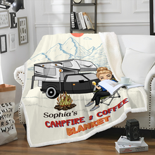 Campfire And Coffee Blanket - Personalized  Blanket - Gift For Camping Lovers, Campers