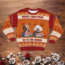 Custom Photo Christmas Sweater - Pet Face With Antler Christmas Gifts For Pet Lovers Personalized Custom Ugly Sweater