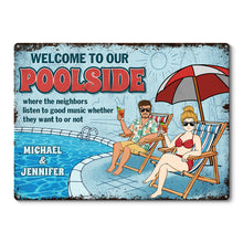 Poolside Personalized Customized Metal Sign Swimming Decoration Gift For Couple