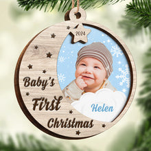 First Christmas - Personalized 2-Layered Wooden Ornament - Gifts For Family, New Parents, Baby Kids