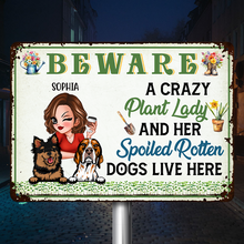 A Crazy Plant Lady & Her Spoiled Dogs - Gift For Gardening Lovers - Personalized Classic Metal Signs