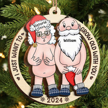 Christmas Funny Old Couple Ornament - Personalized 2-Layered Wooden Ornament - Christmas Gift For Couples, Elder Couples