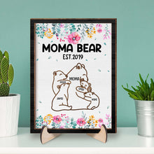 Flowery Mama Bear - Personalized Customized 2-Layered Wooden Plaque - Gift For Mom, Grandma, Wife, Her