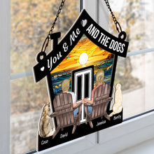 You & Me & The Dog - Customized Personalized Window Suncatcher Ornament - Gift For Pet Lover Couple