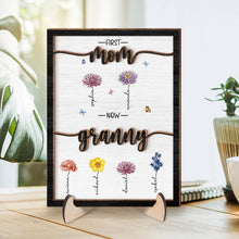 From Mommy To Grandma Flower - Personalized Customized 2-Layered Wooden Plaque - Gift For Mom, Grandma, Wife, Her