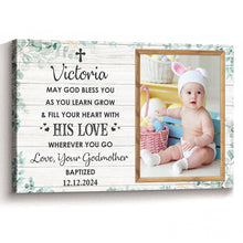 Custom Photo May God Bless You - Customized Personalized Canvas - Gift For Dad Mom Family Gift New Born Baby Gift