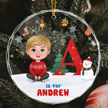 Christmas Alphabet - Customized Personalized Glass Ornament - Christmas Gift For Children Kid Family