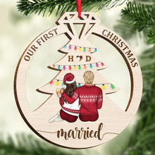 Our First Christmas - Personalized Wooden Cutout Ornament - Gift For Married Couples, Husband, Wife