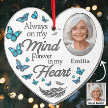 Custom Photo Forever In My Heart - Personalized Heart Ornament - Memorial Gift For Family