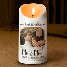 Custom Photo Our First Christmas - Customized Personalized Candle Led Light - Christmas Gift For Couple Husband Wife