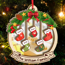 Christmas Family Socks - Personalized Custom Mirror Wooden Ornament - Gift For Family