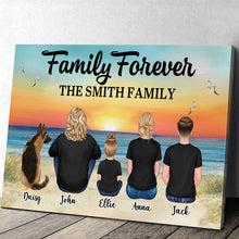 Family Sitting - Personalized Custom Framed Canvas Wall Art - Gift For Family Mom Dad