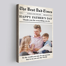 Custom Photo The Best Father Times - Personalized Customized Canvas - Father's Day Gift Ideas For Family Members, Father, Dad, Grandpa