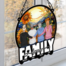 Family Sitting - Personalized Window Ornament - Christmas Gift For Family Father Mother