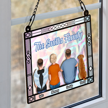 Family Sitting - Personalized Custom Window Suncatcher Ornament - Gift For Family Mom Dad