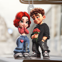 3D Y2k Style Couple - Customized Personalized Acrylics Car Ornament - Valentine's Day Gift For Couples, Lovers