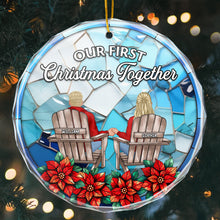 Our First Christmas Together - Customized Personalized Glass Ornament - Gift For Couple Husband Wife