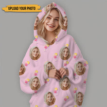 Personalized Oversized Blanket Hoodie Custom Face Warm Hoodie Cocktail Pattern Gift For Besties Mother