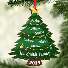 Christmas Tree Family - Personalized Wooden Cutout Ornament - Gifts For Family