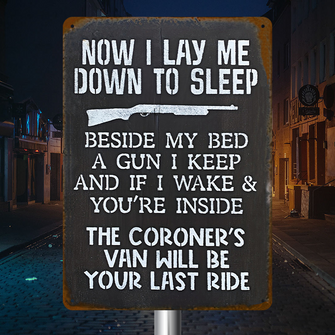 Now I Lay Me Down to Sleep No Trespassing Warning Sign House Decor Vintage Metal Sign
