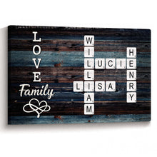 Crossword Canvas Love My Family - Personalized Customized Family Name Canvas - Gifts For Family Members