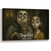 Custom Couple Photo Gothic Animated Style - Personalized Customized Canvas - Unique Halloween Gift For Couple, Him, Her, Husband, Wife
