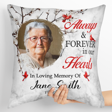 Custom Photo Always & Forever In Our Heart  - Personalized Custom Pillow - Gift For Memorial