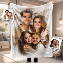 Watercolor Painting Of Loved Ones - Personalized Customized Blanket - Gift For Grandpa, Family Members