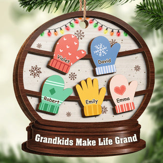 Grandkids Make Life Grand - Personalized 2-Layered Wooden Ornament - Christmas Gifts For Family