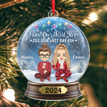 From Our First Kiss - Customized Personalized Crystal Ball Acrylic Ornament - Gift For Couple Husband Wife