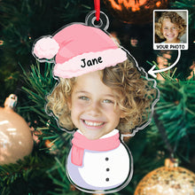 Custom Photo Christmas Snowman - Customized Personalized Acrylic Ornament - Christmas Gift For Family Kid Children